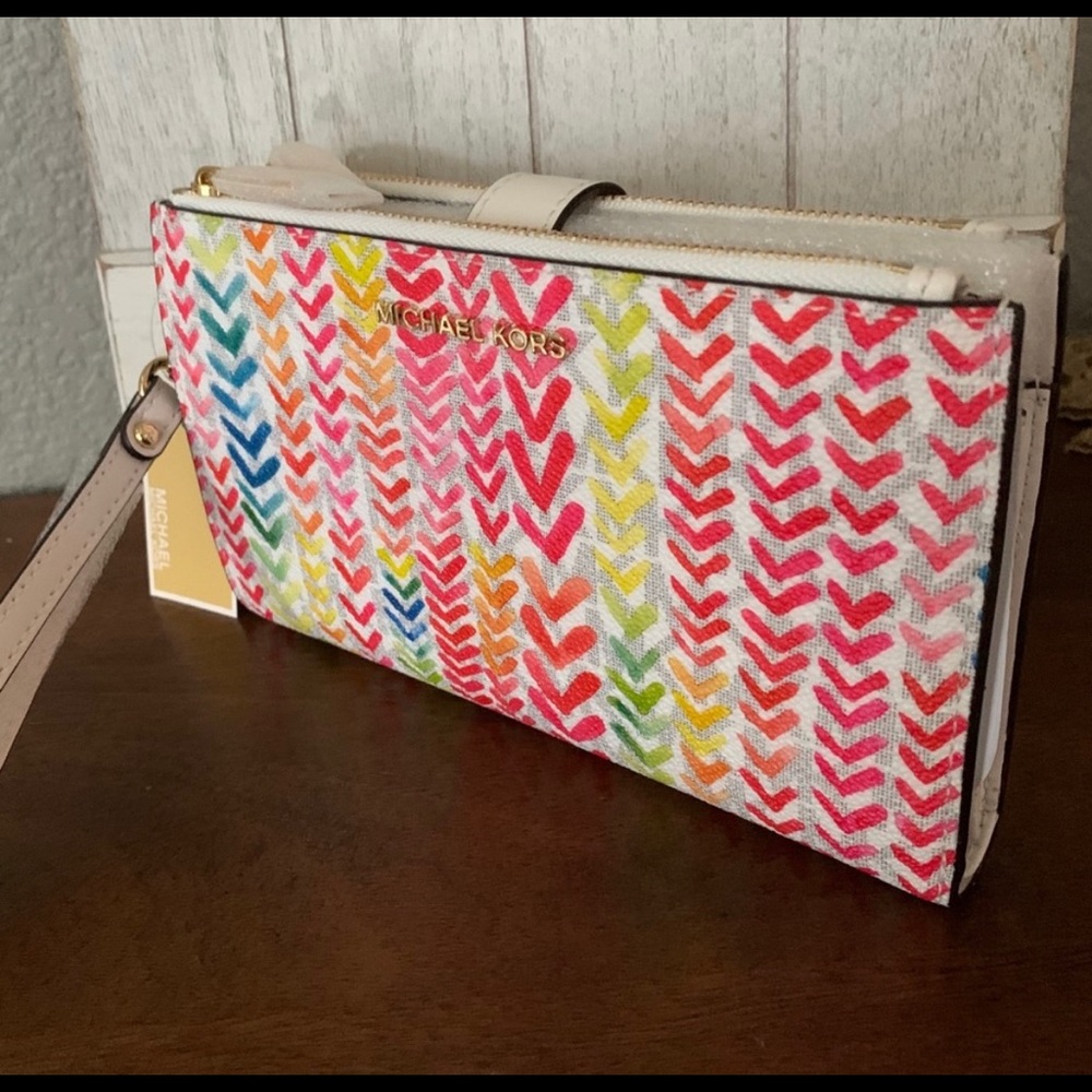 New Mk double zipper wallet/wirstlet/phone holder - Picture 1 of 7